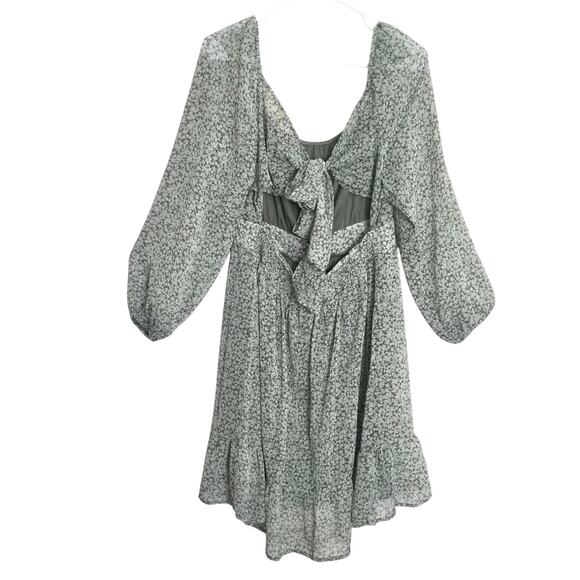 Daisy & Delilah Peasant Cottage Gausy Floral Smocked Long Sleeve Mini Dress - XL - Picture 4 of 9